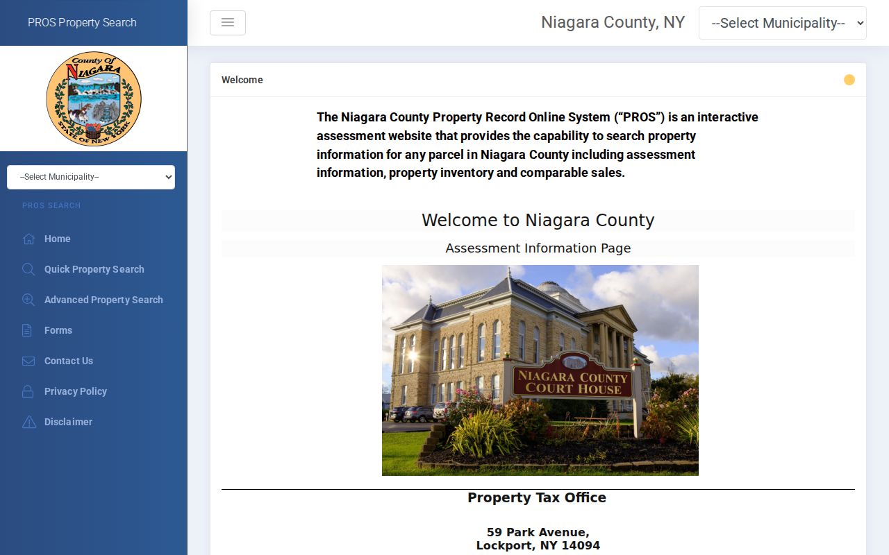 Niagara County street directory PROS-GAR property search