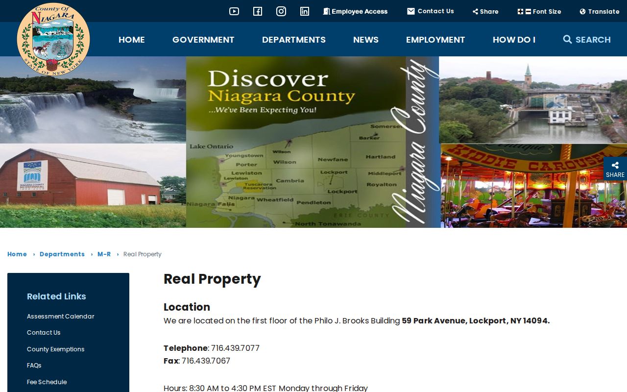 Niagara County street directory parcel and assessor search page