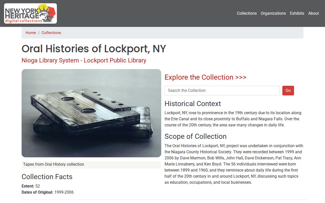 Lockport historical oral-history collection for Niagara County directory research