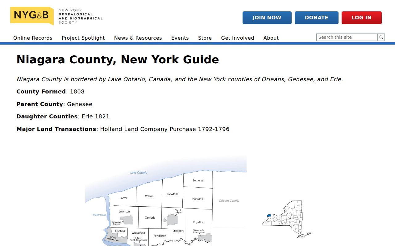 Niagara County genealogy guide for historical-directory repository research