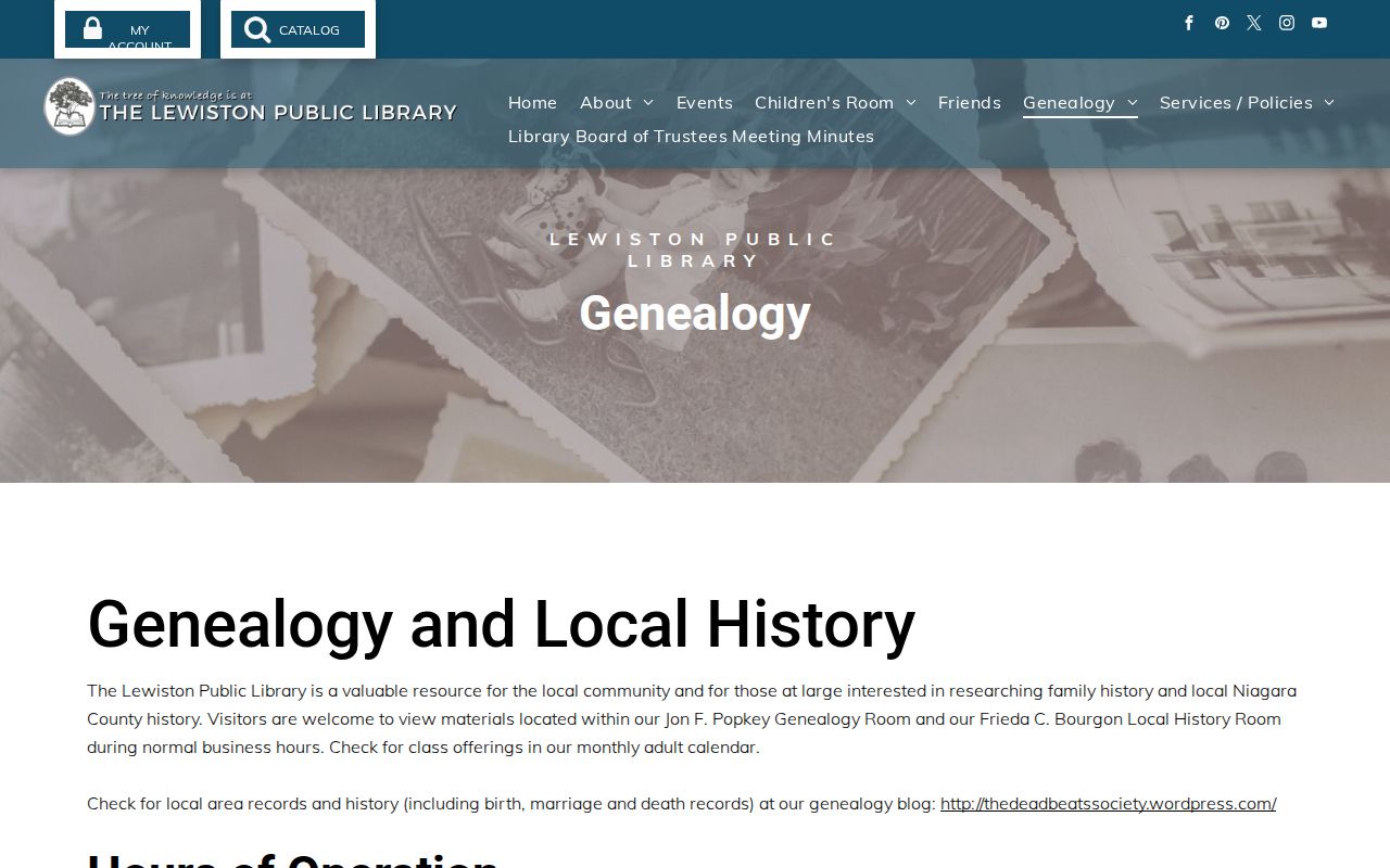 Lewiston local-history room for Niagara County directory and genealogy research