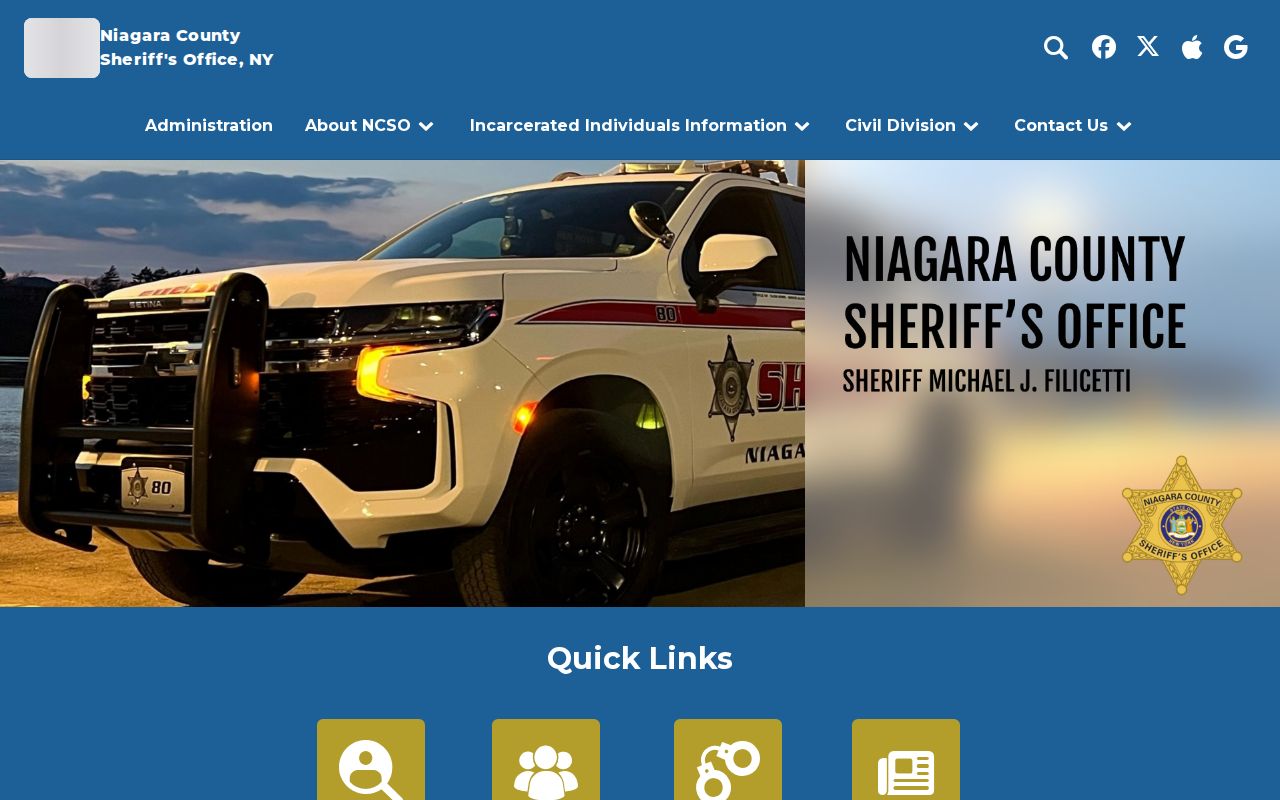 Niagara County resident lookup source for Sheriff incarcerated search