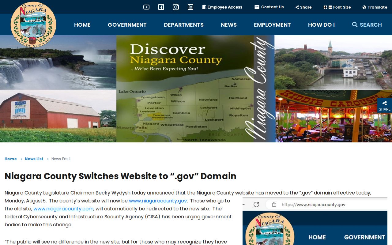 Niagara County residents directory official county domain