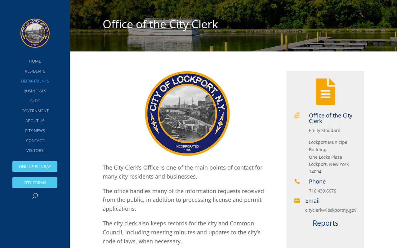 Niagara County residents directory municipal clerk route