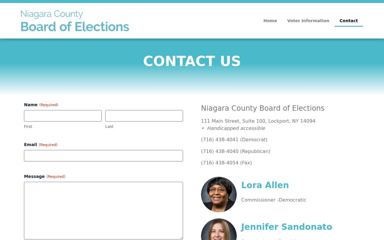 Niagara County resident lookup source for Board of Elections contact information