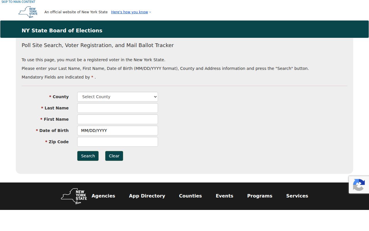 Niagara County resident lookup source for New York voter lookup fields