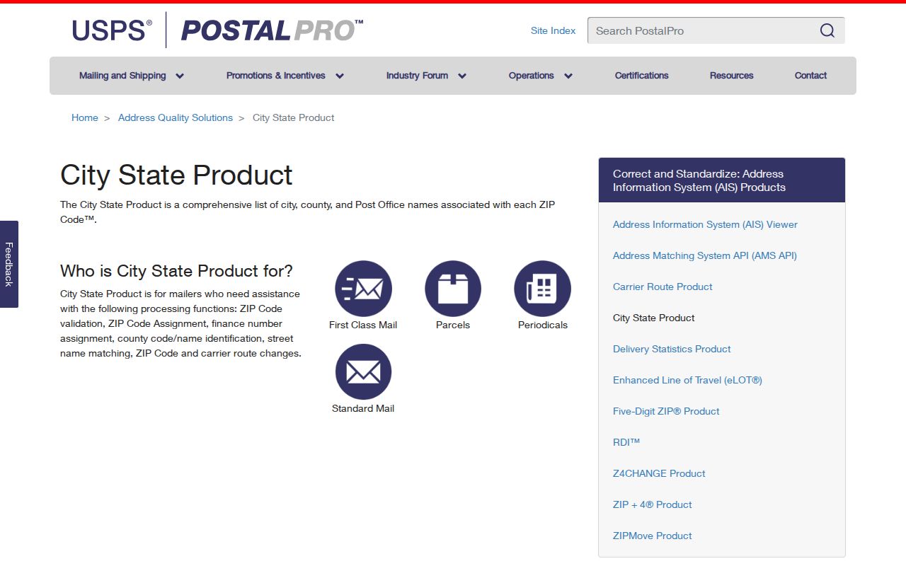 USPS PostalPro City State Product for Niagara County ZIP delivery-type validation